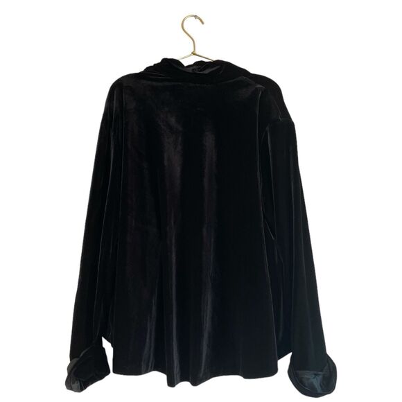 Another Thyme Vintage Open Front Velvet CardiJacket Women's 18 Black Cuffed 551 - Picture 6 of 7
